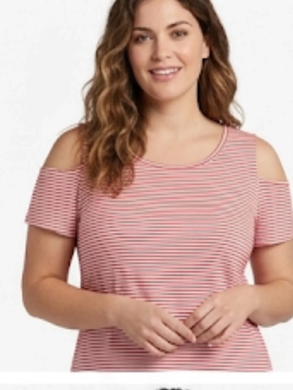 Michael Kors Striped Cold Shoulder Tee size M
